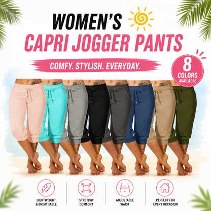 🔥Hot Summer Sale🔥Women’s Drawstring Capri Pants with Pockets for Casual Comfort Wear