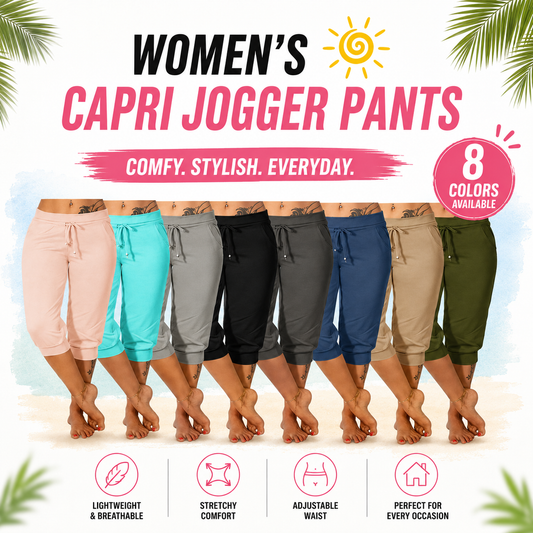 🔥Hot Summer Sale🔥Women’s Drawstring Capri Pants with Pockets for Casual Comfort Wear