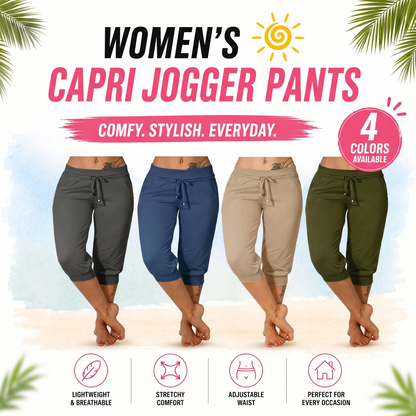🔥Hot Summer Sale🔥Women’s Drawstring Capri Pants with Pockets for Casual Comfort Wear