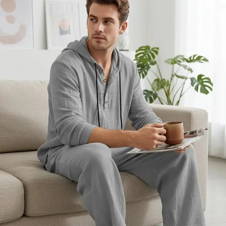⚡24.99-HOUR FLASH SALE 🔥Linen Men's Hooded Casual Loose Top & Pants 2-Piece Set