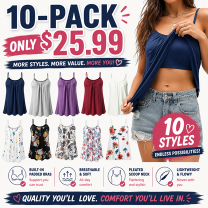 Women's Cool Flowy Bra Cami | with Built-in Cups | Relaxed Fit | Adjustable Spaghetti Strap