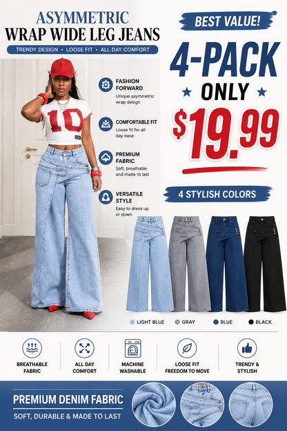 🔥MID YEAR SALE🔥Women's Loose-Fitting Trendy Asymmetrical Design Casual Denim Long Pants