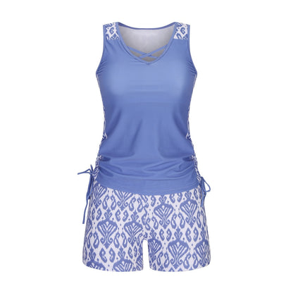 ⏰LAST DAY 90% OFF - Women's 2-Piece Tummy Control Tankini Set with Built-In Bra – Flattering Boho Swimwear with Shorts
