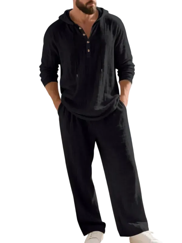 ⚡24.99-HOUR FLASH SALE 🔥Linen Men's Hooded Casual Loose Top & Pants 2-Piece Set