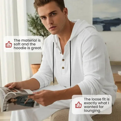 ⚡24.99-HOUR FLASH SALE 🔥Linen Men's Hooded Casual Loose Top & Pants 2-Piece Set