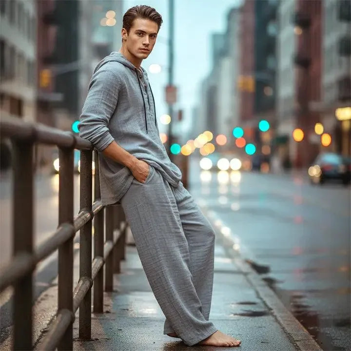 ⚡24.99-HOUR FLASH SALE 🔥Linen Men's Hooded Casual Loose Top & Pants 2-Piece Set