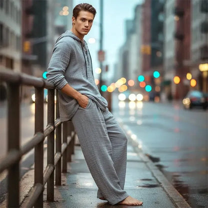 ⚡24.99-HOUR FLASH SALE 🔥Linen Men's Hooded Casual Loose Top & Pants 2-Piece Set